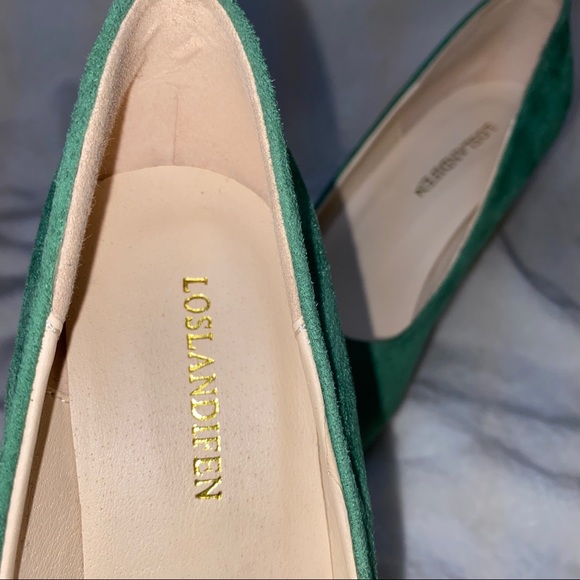 LOSLANDIFEN Green Suede Platform Pumps - Picture 6 of 8